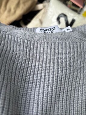 Princess Polly Light Grey Ribbed Crew Neck Sweater